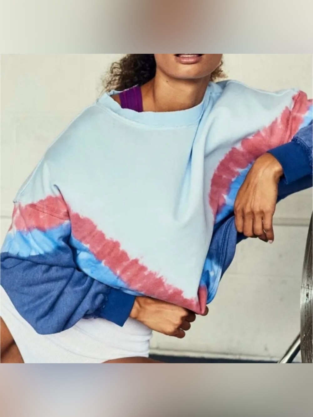 FP Movement Ombre Tie-Dye Metti Chevron Oversized Sweatshirt w/ Pockets
